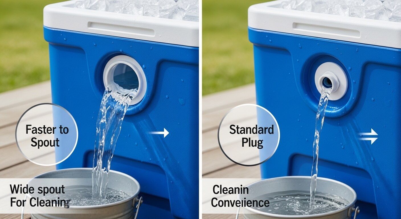Cooler Drainage Speed: Wide Spout vs. Standard Plug and Cleaning Convenience.jpg