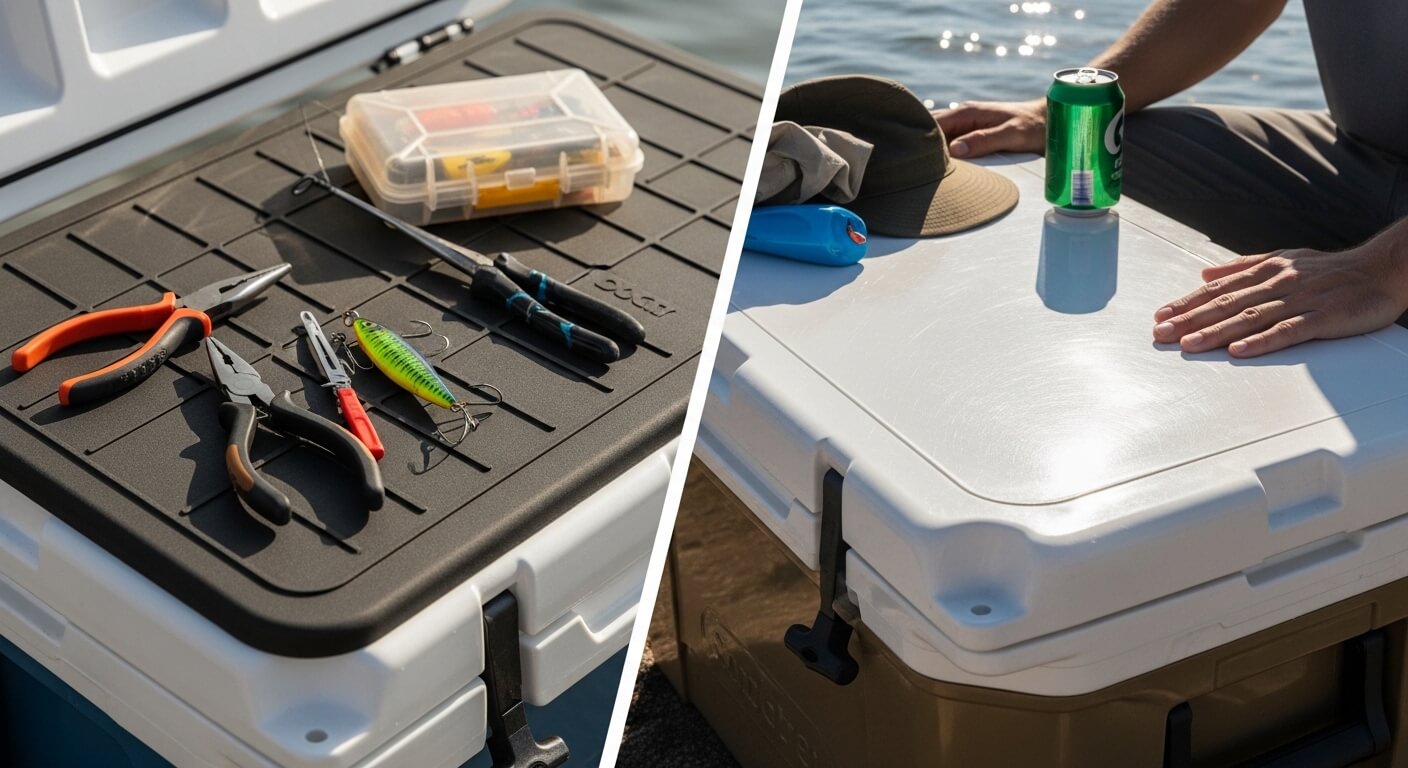 Non-Slip Cooler Surfaces: Rubberized Top vs. Smooth Lid as Seating or Work Surface.jpg