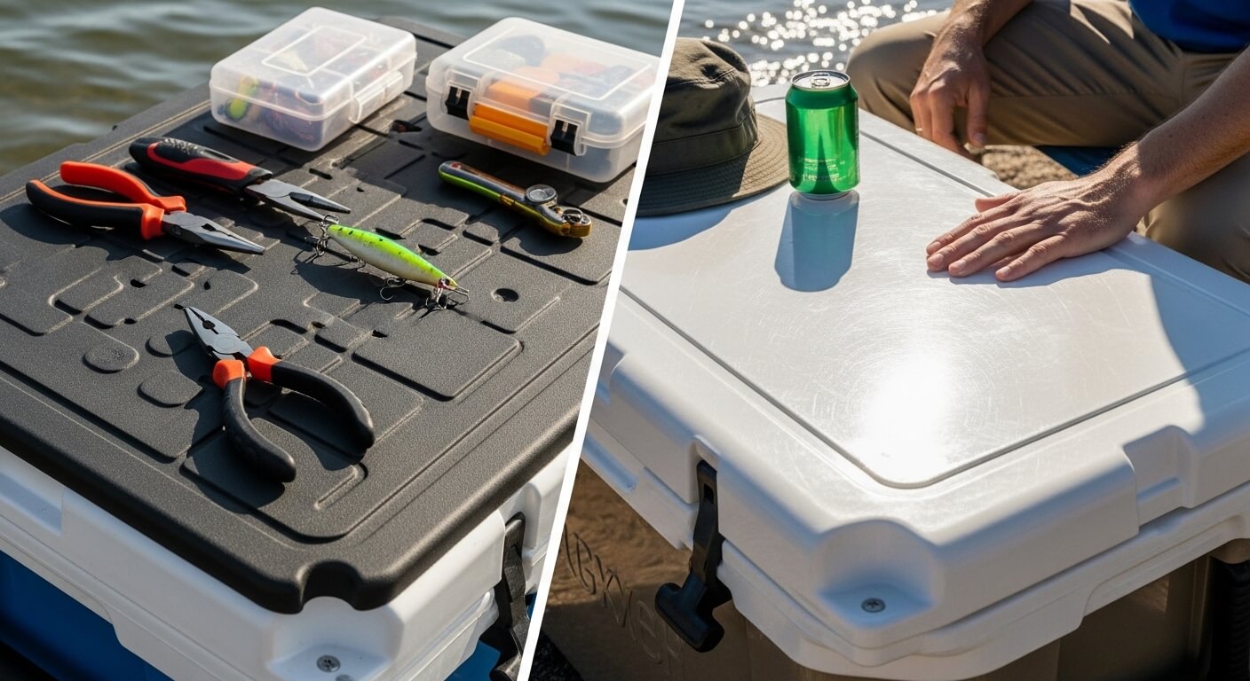 Non-Slip Cooler Surfaces: Rubberized Top vs. Smooth Lid as Seating or Work Surface.jpg